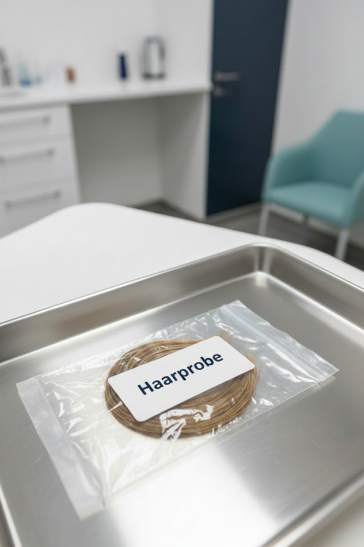 Versiegelte und mit Haarprobe beschriftete Probe