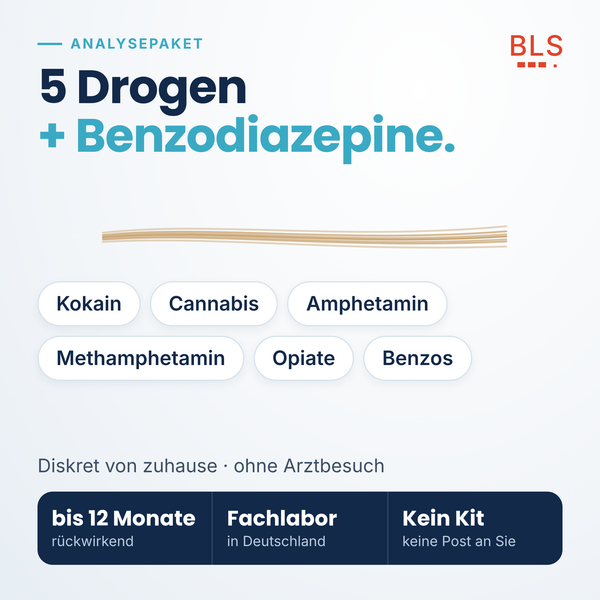 Analysepaket Multidrug + Benzodiazepine – 5 Drogen und Beruhigungsmittel bis 12 Monate rückwirkend nachweisen